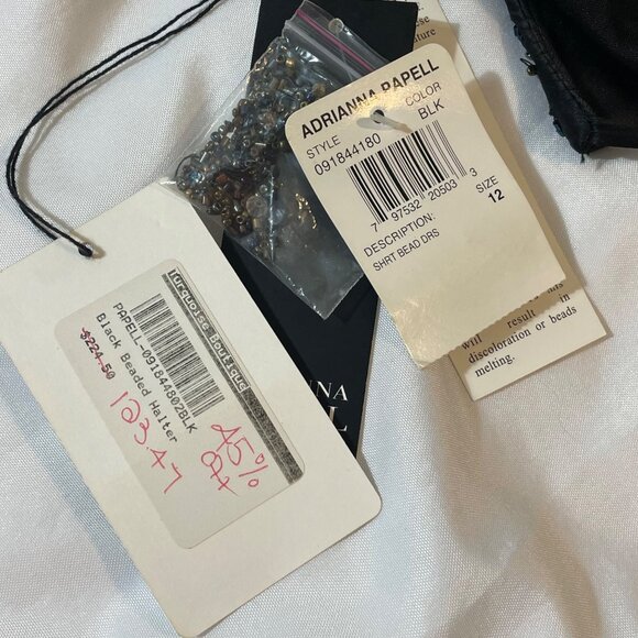 Adrianna Papell Black Beaded Halter Dress Size 12 Tags attached - Picture 4 of 15